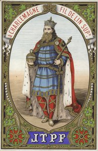 Charlemagne ipliği için etiket by French School