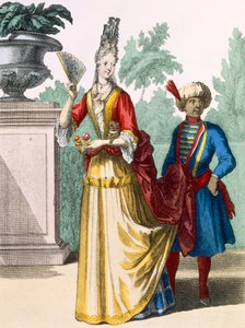 Yazlık elbiseli bayan, c.1690-1700 by French School
