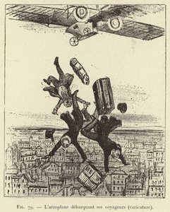 Yolcularını indiren uçak (karikatür) (gravür) by French School