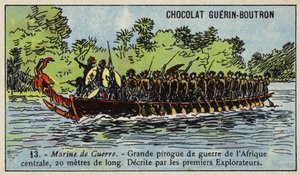 Büyük Orta Afrika savaş kanosu (chromolitho) by French School
