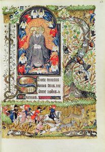 Enlem 1156 B f.163 Kasım; geyik avı, Marguerite dOrleans Saatleri, 1426-38