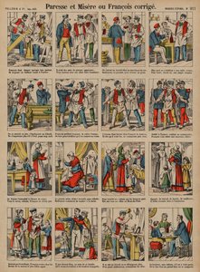 Tembellik ve sefalet veya düzeltilmiş Francois (renkli gravür) by French School