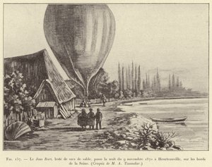 Kum torbalarıyla ağırlaştırılmış Jean Bart, 9 Kasım 1870 gecesini Seine kıyısında Heurteauville