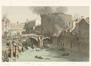 Petit-Chatelet ve Petit-Pont, 27 Nisan 1718 Yangınından Sonra by French School