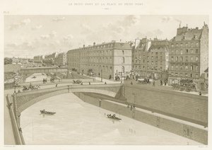 Petit-Pont ve Place du Petit-Pont, 1880 by French School