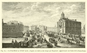 18. yüzyılda Pont-Neuf, Samaritan hamamlarına ait Raguenet tarafından zamanın bir tablosundan sonra by French School