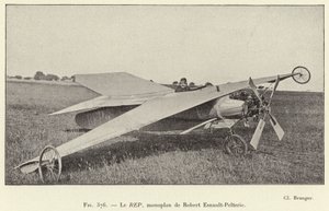 REP, Robert Esnault-Pelterie tarafından tek kanatlı uçak (gravür) by French School