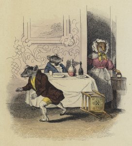 Rat De Ville ve Rat Des Champs (renkli gravür) by French School