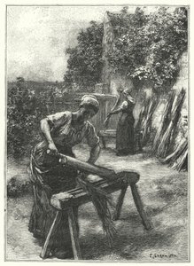 Le Teillage (gravür) by French School