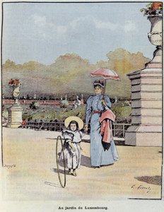 Le jardin du Luxembourg - 21/07/1900 tarihli “Resimli Küçük Fransız”da. by French School