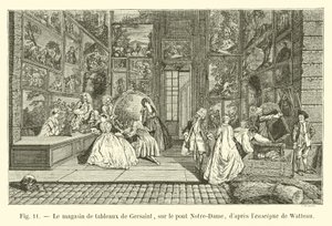 Watteau tabelasından sonra Notre-Dame köprüsündeki Gersaint resim mağazası by French School
