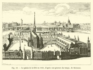 Palais de la Cite, 1660 yılında, zamanın bir gravürünün ardından, Boisseau tarafından by French School