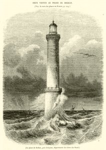 Treguier yakınlarındaki Brehat deniz feneri, Côtes-du-Nord bölümü (gravür) by French School
