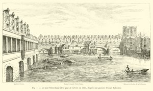 Notre-Dame köprüsü ve 1660 yılında quai de Gesvres, İsrail Sylvestre tarafından bir gravürden sonra by French School