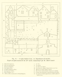 Sainte-Croix Kilisesi, müştemilatları ve adası; M Albert Lenoir tarafından iletilen 15. yüzyılın el yazısı planına göre by French School