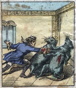 Lemuel Gulliver, Brobdingnag devlerinin ülkesinde farelerle savaşıyor. Jonathan Swift (1667-1745) tarafından “” Gulliver