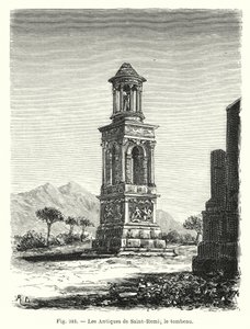 Saint-Remi Antikaları; mezar (gravür) by French School