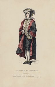 Les Folies De Cardenio, Cardenio (renkli gravür) by French School