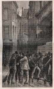Les Posters - Paris halkı uyanır ve tüm duvarlarda onları 2 Aralık 1851'de Darbe'den haberdar eden kamu ilanlarını görür - “” Suç Tarihi”nde (Bir Suçun Tarihi) (la ödül) de pouvoir de Napoleon III en Fransa) - Victor Hugo tarafından by French School