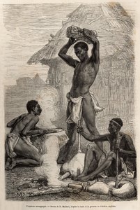 Les blacksmiths mannganyas, Loualaba Nehri (bugünkü Kongo Nehri) boyunca bir köyde, D.Maillard