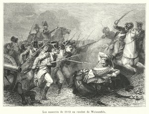 Weissenfels savaşında 1813 askere alınanlar (gravür) by French School