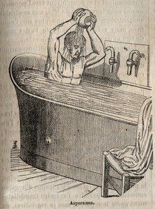 Banyo hareketleri - 19. yüzyılda hijyen - küvetteki adam - "La Sante Universelle - Guide Medical des Familles" 1852