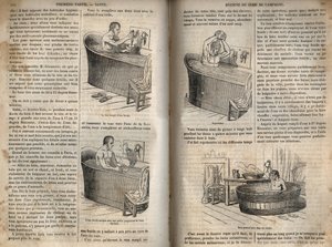 Banyo hareketleri - 19. yüzyılda hijyen - küvetteki adam - "La Sante Universelle - Guide Medical des Familles" 1852