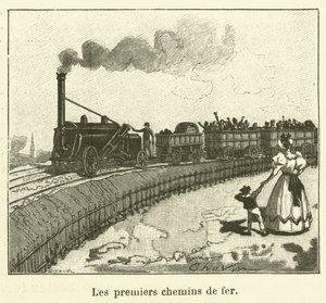 İlk demiryolları (gravür) by French School