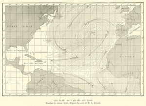 Yaz mevsiminde Kuzey Atlantik rüzgarları (gravür) by French School