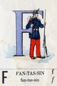 Piyade olarak F harfi. Askeri alfabe. Epinal