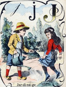 J harfi: Bahçıvanlık. "ABC des joux pour petits boys" daki gravür. Pont-a-Mousson