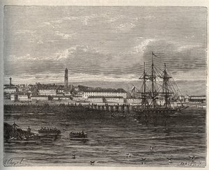 Lorient - Brittany bölgesinde Morbihan - V.A. Malt-Brown tarafından “La France illustrée: coğrafya, tarih, istatistiksel yönetim” de gravür. 1884 by French School
