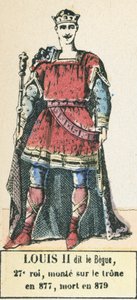 Louis II dit le Begue, 27. kral, 877'de tahta çıktı, 879'da öldü (renkli gravür) by French School