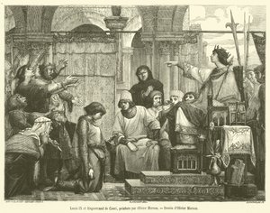 Louis IX ve Enguerrand de Couci (gravür) by French School