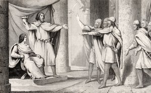 Louis V (967-87) Loafer, tacını takipçilerine gösteriyor, Colart