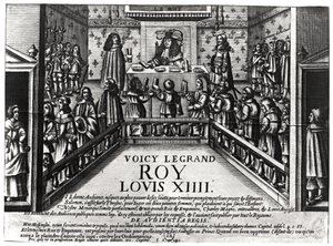 Louis XIV (1638-1715) adaleti yönetiyor (ksilograf) (bw fotoğraf) by French School