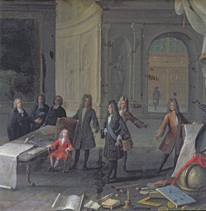Louis XIV, geleceğin büyük torunu Louis XV, c.1715