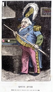 Louis XVIII bilardo oynuyor - Touchatout tarafından “” Histoire de France Tintamarresque”de by French School