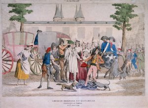 Louis XVI ve ailesi Tapınağa götürüldü by French School