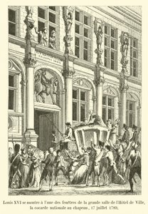 Louis XVI, şapkalı ulusal palaska Hotel de Ville