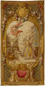 1761-64 ikinci dokumasından "Scenes d"Opera, de Tragedie et de Comedie" serisinden Louis XV Gobelins goblen by French School
