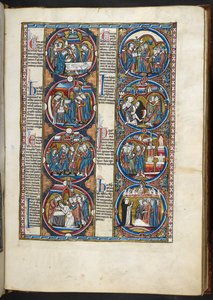HANIM. Harley 1527, f.77r, İncil ahlakından (parşömen) minyatürler by French School