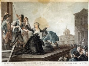 Madam Anne Elisabeth, Kral Louis XVI'nın (1764-1793) kız kardeşi, giyotin by French School
