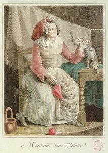 Madame Sans-Culotte, 1792 (renkli gravür) by French School