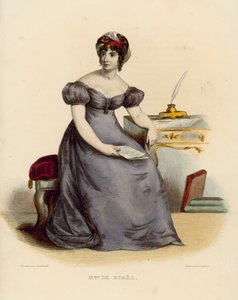 Madame de Stael (renkli gravür) by French School