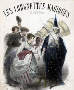 Sihirli lorgnetler, popüler vals şarkısı. Litografi by French School