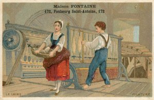 Maison Fontaine ticaret kartı, yün eğirme by French School
