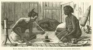 Malay, afyon içenler (gravür) by French School