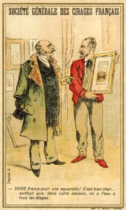 Bir ressamla suluboya fiyatı için pazarlık yapan adam (chromolitho) by French School