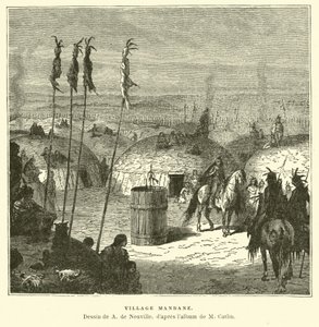 Mandan köyü, Kuzey Amerika by French School